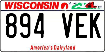 WI license plate 894VEK