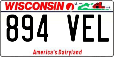 WI license plate 894VEL