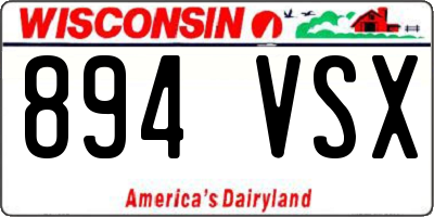 WI license plate 894VSX