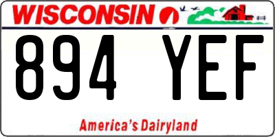 WI license plate 894YEF