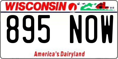 WI license plate 895NOW