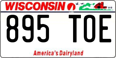 WI license plate 895TOE