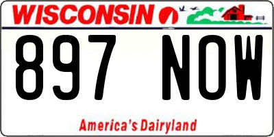 WI license plate 897NOW