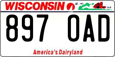 WI license plate 897OAD