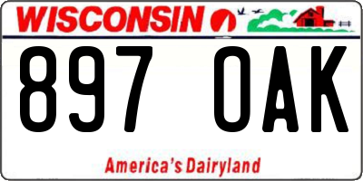 WI license plate 897OAK