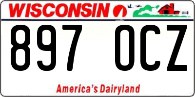 WI license plate 897OCZ