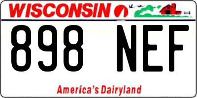 WI license plate 898NEF