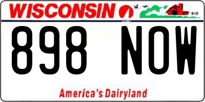 WI license plate 898NOW