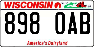 WI license plate 898OAB
