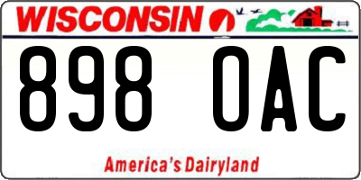 WI license plate 898OAC