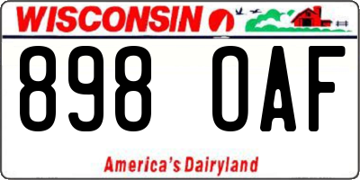 WI license plate 898OAF