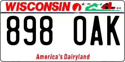 WI license plate 898OAK