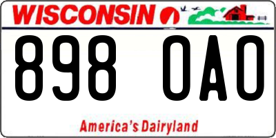 WI license plate 898OAO