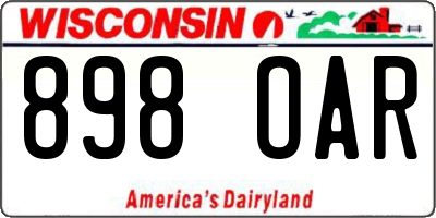 WI license plate 898OAR
