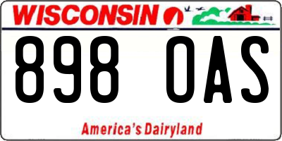 WI license plate 898OAS