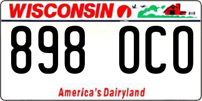 WI license plate 898OCO