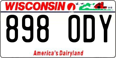 WI license plate 898ODY