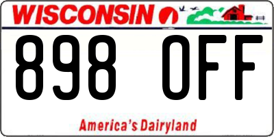 WI license plate 898OFF