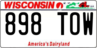 WI license plate 898TOW