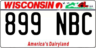 WI license plate 899NBC
