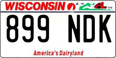 WI license plate 899NDK