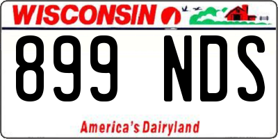 WI license plate 899NDS