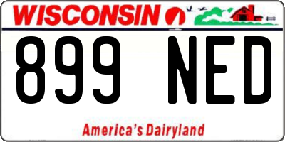 WI license plate 899NED