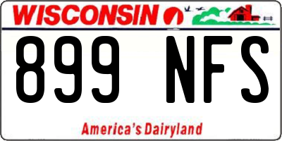 WI license plate 899NFS
