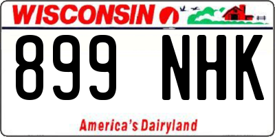 WI license plate 899NHK