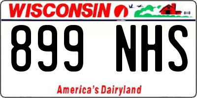 WI license plate 899NHS