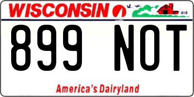 WI license plate 899NOT