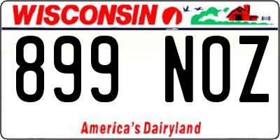 WI license plate 899NOZ