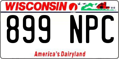 WI license plate 899NPC