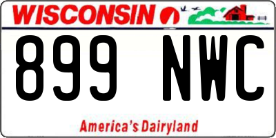WI license plate 899NWC