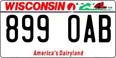 WI license plate 899OAB