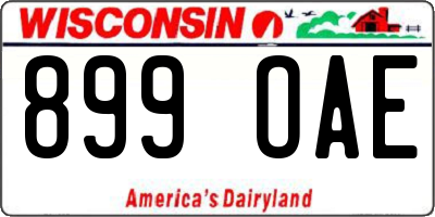 WI license plate 899OAE