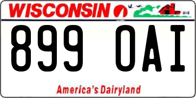 WI license plate 899OAI