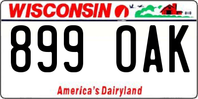WI license plate 899OAK