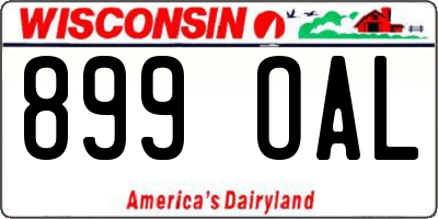 WI license plate 899OAL