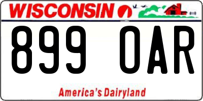 WI license plate 899OAR
