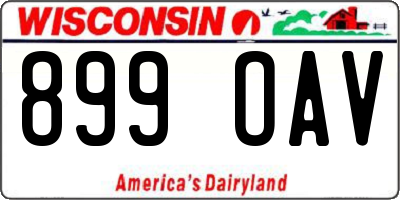 WI license plate 899OAV