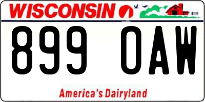WI license plate 899OAW