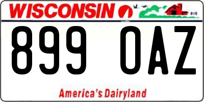 WI license plate 899OAZ