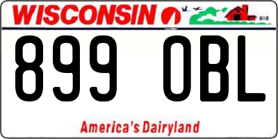 WI license plate 899OBL