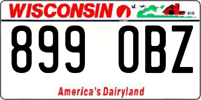 WI license plate 899OBZ