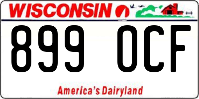 WI license plate 899OCF
