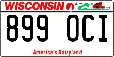 WI license plate 899OCI