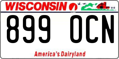WI license plate 899OCN