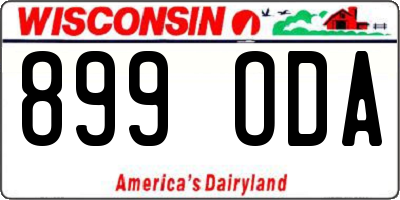 WI license plate 899ODA
