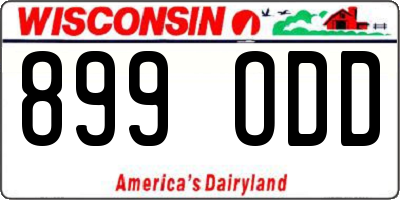 WI license plate 899ODD
